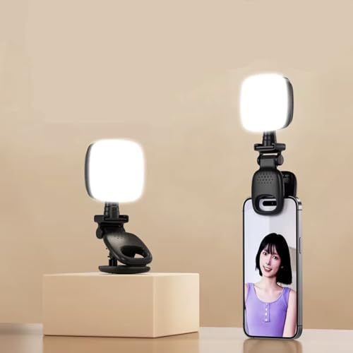Selfie Light Clip On & Phone Light Clip, Square Ring Light for iPhone & Laptop, 60-LED Portable...