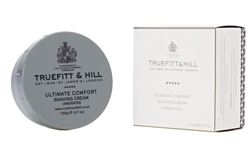 Truefitt & Hill Shaving Cream Bowl - Ultimate Comfort - Premium Glycerin-Based Lather, Smooth Glide, and Hydration for a Luxurious Shave, No Added Fragrance - 6.7 oz.