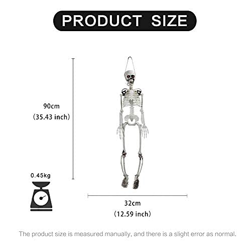 Molezu Halloween Skeleton Prop Scary Prop Horror Props, Creepy Human Skeletons A Full 90 Cm Tall (Glow And Sound) Red #TOP4