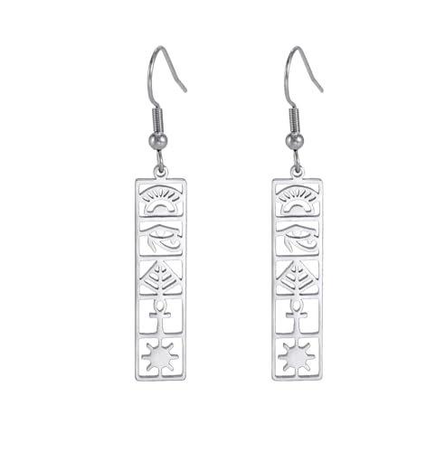 Pendientes egipcios para mujer, acero inoxidable, cruz Ankh, ojo de Horus, símbolo egipcio, amuleto, Acero inoxidable, Sin piedra preciosa