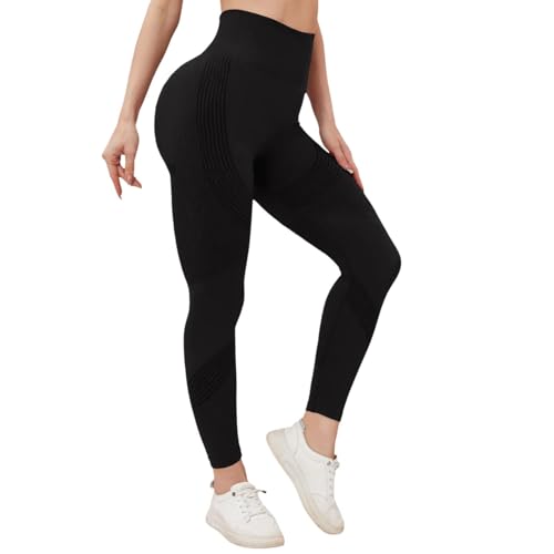 Leggings de compresión para mujer, 3D, para celulitis, anticelulitis, compresión, cintura alta, pantalones push up, suaves, cómodos, largos, deportivos, yoga, fitness, O negro., M