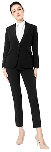 Ava Luke Hosenanzüge Für Damen Elegant Zweiteilig, Hosenanzug 2-teilig Anzüge Für Damen Schwarz 50