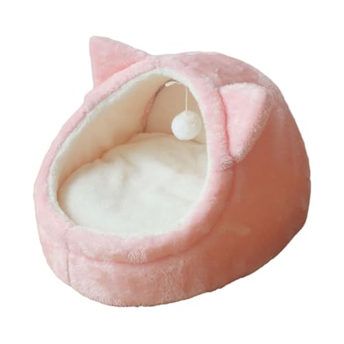 Baoblaze Cuccia per Gatti Semi Chiusa per Gatti, Cuccia per Dormire, Fondo Antiscivolo, con Cuscino Rimovibile E Lavabile, Rifugio per Gattini, per Cani E Gatt, Rosa Piccolo
