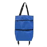 Carrito de la compra plegable con bolsa, carrito de compras ligero y reutilizable para el hogar, comestibles, lavandería y picnic, material de tela Oxford con ruedas suaves (azul)