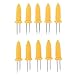 Lot de 10 porte-épis de maïs pour brochettes de barbecue - Fourchette à double dents - Outil de cuisine - Fourchette à barbecue avec thermomètre - Fourchette à barbecue - Thermomètre pour barbecue