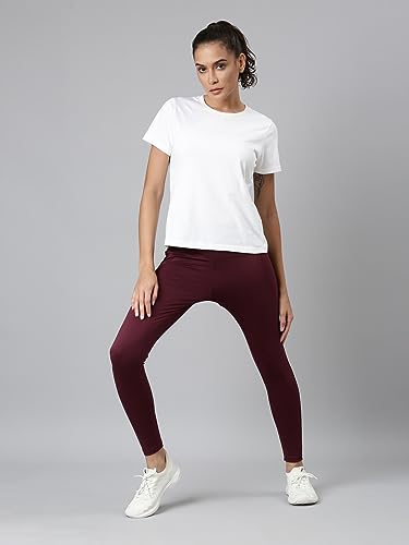 Image of GO COLORS Solid Nylon Stretch Ankle Length Training Tights | High Rise, Side Pockets