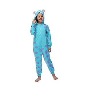 Sincere Party Blaues Monster Onesie Kostüm für Kinder, weiche gemütliche warme Fleece Tier Onesie für Unisex Kinder Groß (8-10)