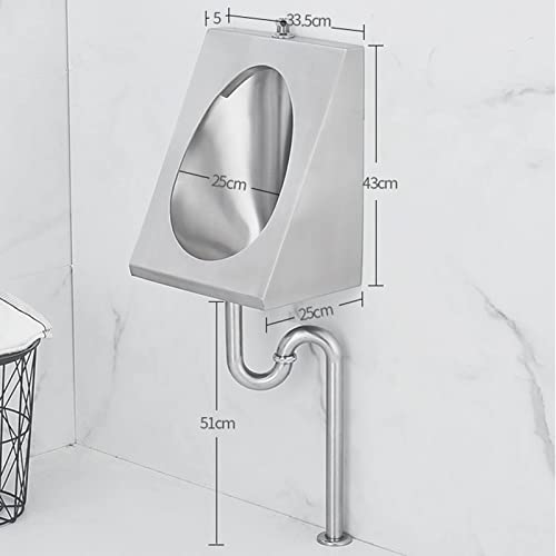 OTQEFTN 304 Stainless Steel urinals, Induction Wall-Mounted Drainage Public Toilet urinals, Square Wall-Mounted Men's urinals, Bathroom Accessories for Homes, Hotels, Schools
