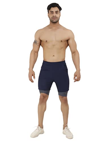 Image of NEVER LOSE Men's 2 in 1 Running Shorts with Liner,Dry Fit Workout Shorts with Pockets