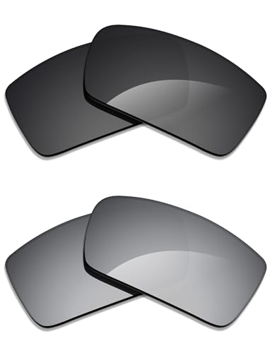 Image of Alphax 2 Pair Polarized Replacement Lenses for Oakley Gascan OO9014 60mm Sunglasses- Black+Titanium