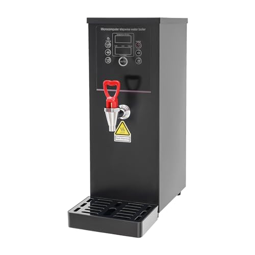Electric Water Boiler, Commercial Hot Water Dispenser, Countertop Stainless Steel Water Boiler with Digital Display, Time Setting Auto Power On/Off, Automatic 2500W Rapid Heating (Black, 10L/2.64Gal)