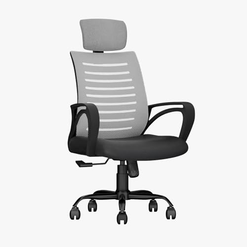 CELLBELL Desire C104 Mesh High Back Ergonomic Office Chair - Adjustable Seat Height, Sturdy Metal Base, Revolving Study & Computer Chair for Work from Home, Grey