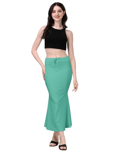 Image of Women's Saree Shapewear Petticoat, Cotton Blend Stretchable Mermaid Skirt, High Waist Tummy Control, Smooth Curve Fit with Adjustable Drawstring