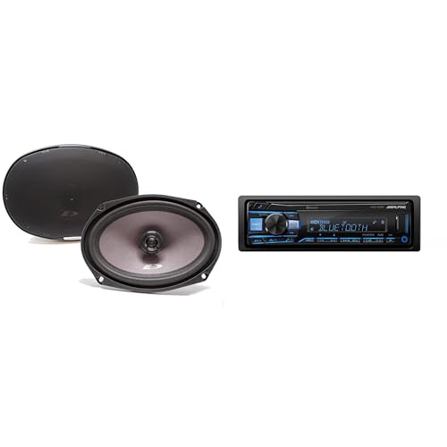 Receptor multimedia Alpine UTE-83BT con Bluetooth y parlantes coaxiales 6x9" miniatura 1