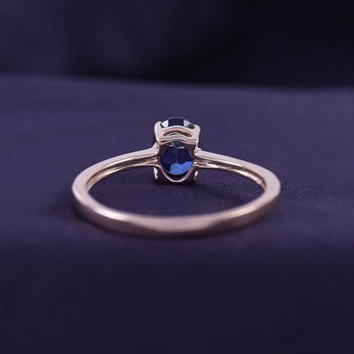 AFFY Simulated Blue Sapphire Solitaire Ring in 14k Gold Over Sterling Silver (1 Cttw)4