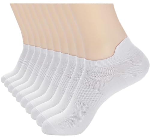 Athletic No Show Ankle Socks, Low Cut Running Socks with Heel Tab, White, 6 Pairs - Main Image