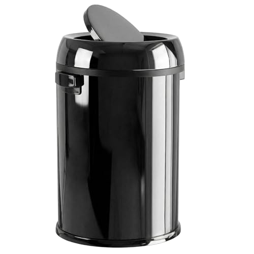 Image of Garvee 17 Gal /65 L Round Trash Can, Stainless Steel Swing Top Garbage Can for Kitchen, Heavy Duty Commercial Trash Bin with Swing Lid for Restaurant Home Office, Gloss Black