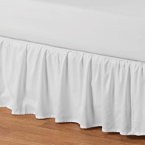 Ruffled Bed Skirt With Split Corners,King Dust Ruffle 12 Inch Drop, 100% Microfiber Bedskirt With Platform Three Sided Coverage Ruffled Gathering Bed Skirts For King Beds,White #TOP3
