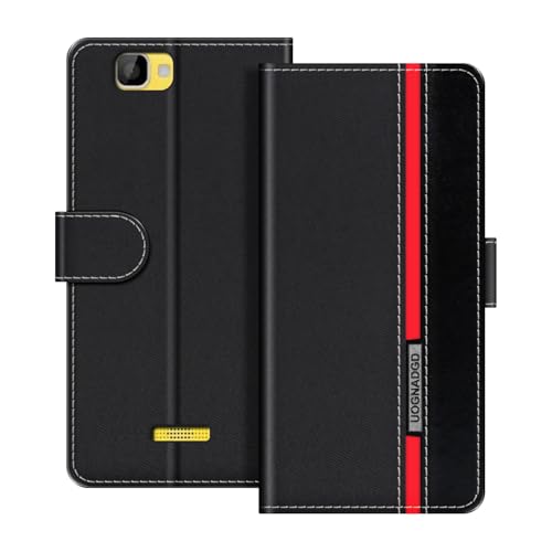 UOGNADGD Étui en Cuir Compatible avec Wiko Rainbow Coque Portefeuille avec Fermeture magnétique Support intégré et emplacements Cartes (Noir)