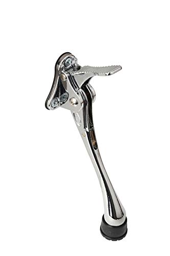 Homefice One Touch Easy Pedal Door Stop Stopper Height Adjustable Kick Down Door Stop with Rubber Tip Spring Lever Screw Type (6 Inch-Chrome)