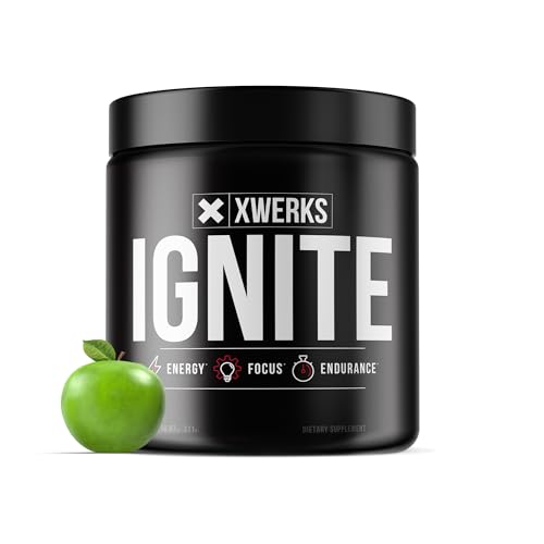 Image of Xwerks Ignite Pre Workout Powder for Men and Women, Natural Preworkout Energy Drink Powder, Gluten Free Keto Formula for Endurance Stamina and Workout Focus, 150 mg Caffeine, 30 Servings, Green Apple
