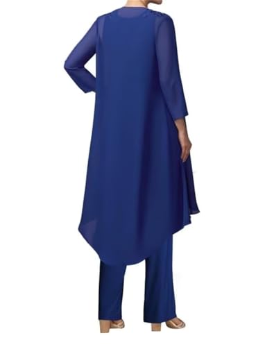 Mother of The Bride Lace Applique V Collar 3Pcs Women's Gentle Chiffon Pants Suits Wedding Party Outfit Evening Dress4