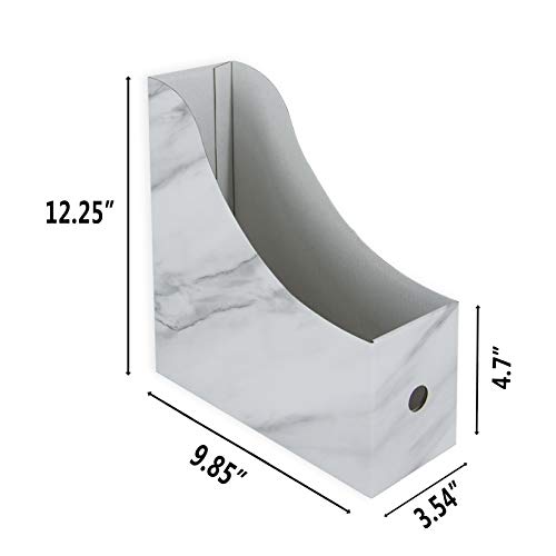 HUAPRINT Magazine Holder( 6 Pack, Marbling Gray) Cardboard Magazine File Holder-Folder Holder,Magazine Organizer,Document Organizer,Magazine Storage Box,With Labels