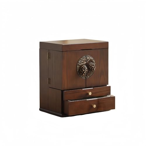 Fokeスキンケア製品収納ボックス、ジュエリー、化粧品、防塵、木製スタンド、大容量、引き出し (大型化粧品収納ボックス)