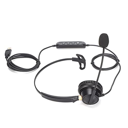 YedaHcy Excellent Quality USB Telephone Headset with Microphone and Audio Control, Durably ABS Material, 330° Rotatable Arm and Head, Clear Calls in Noisy Environments, Ideal for