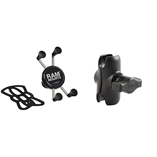 RAM MOUNTS(ラムマウント) マウント部 Xグリップ スマートフォン用 テザー付き ブラック RAM-HOL-UN7BU & アーム部 ショートアーム プラスチック 約60mm RAP-B-201U-A【セット買い】