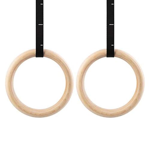 木製体操リング、バーチフィットネスリング、28mm 32mm、リフティングロープは付属していません、筋力サスペンショントレーニング用ジムリング 2個パック