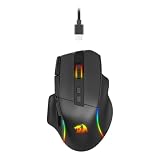 Mouse Gamer Redragon Viper Preto RGB Ergonômico PAW 3311 até 24000 DPI Switch Huano Blue Shell White Dot 10 Botões Programáveis com Apoio para o Polegar Cabo Removível USB Tipo-C M925