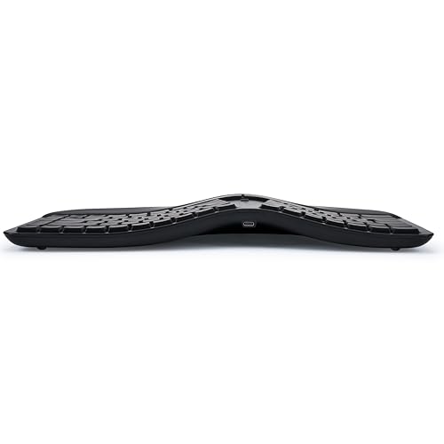Image of KINESIS mWave Ergonomic Keyboard for PC (Black) | Mechanical Switches | Bluetooth & USB | Programmable | Backlit | Windows Modifiers & Hotkeys