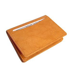 MARSHAL MW580TN 3" x 4" Mens Leather Credit Card Holder Tan Wallet2