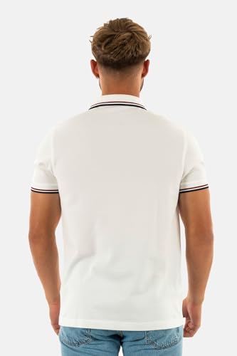 Polo Fred Perry en piqué de coton blanc avec double liseré