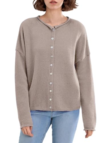 Image of Women Y2k Knitted Cardigan Long Sleeve Button Down Sweater Lightweight Casual Cardigan Loose Fall Streetwear