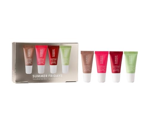 Summer Friday Lip Butter Balm Minis Set – Limited Edition Set (Vanilla Beige, Pink Guava, Cherry, Sweet Mint) – 5g | 0.16 oz Each