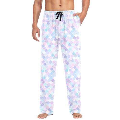 Men's Kawaii Mermaid Pajama Pants with Pockets - Straight Fit Cotton Sleep Bottoms for Lounge & Nightwear#22