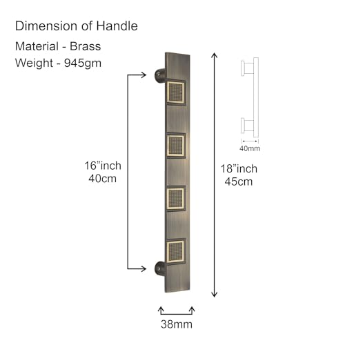 Image of COMPASS 18 inch Brass Main Door Handle | Door Handles for Main Door | Pull Handles for All The Doors of House | Office | Hotels(Pack of 1, Antique Finish)