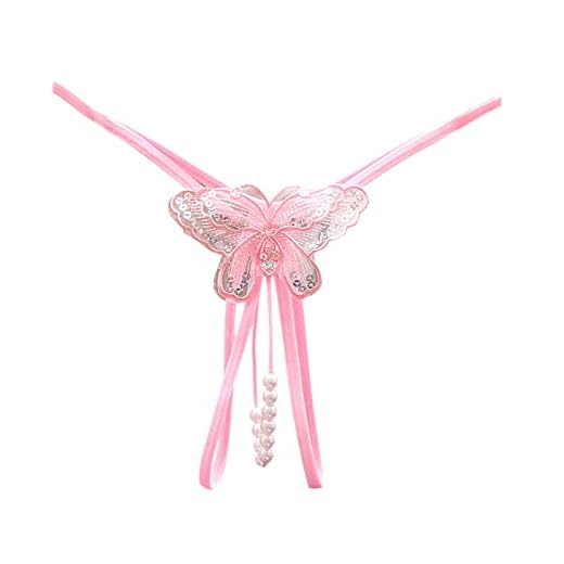 Sexy Pendant Pearl G String Lingerie Women Panties Low Waist Thongs Underwear Lace Bow Briefs Exotic Underpants One Size