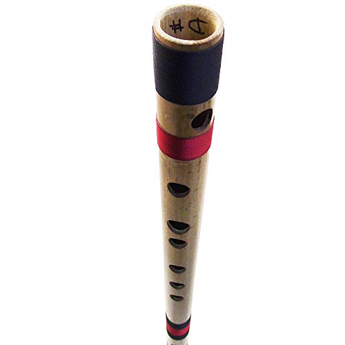 Image of Zaza Percussion- Professional Polished Bamboo Bansuri Flute - (Indian Flute) With Carry Bag (16'' D- Sharp Middle)