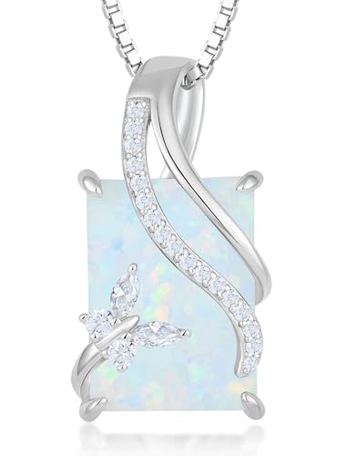Vesitim Womens Butterfly Necklace Sterling Silver Infinity Emerald-Cut Pendant Created