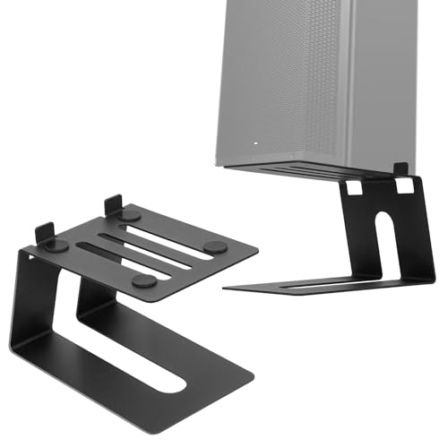 MUZZIOU Desktop Speaker Stand 1 Pair, Studio Monitor Stands 5° Incline Design, Black Metal Desk Speaker Riser with Vibration Absorption Pad, Heavy Duty Speaker Stands Desk for Bookshelf