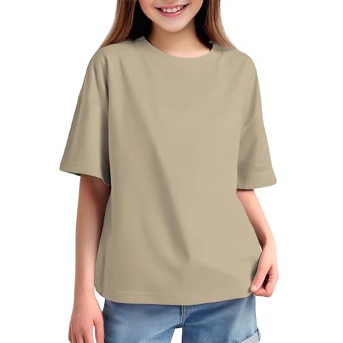 Tween Girls Short Sleeve T Shirts Kids Summer Fashion Oversized Top Toddler Girl Casual Crewneck Cute Solid Basic Tee Clothes2