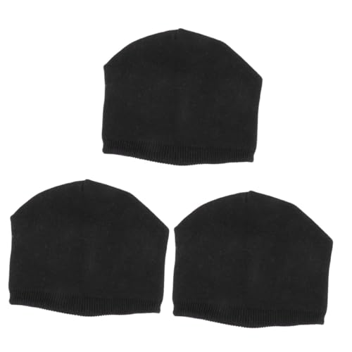 Bonnet tricoté extensible et chaud en lot de 3 pièces noires
