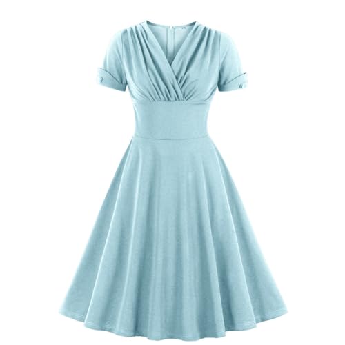 Women Vintage 1940s Dress Retro 40s 50s Button Down Business Work A Line Cocktail Dresses Formal Dress