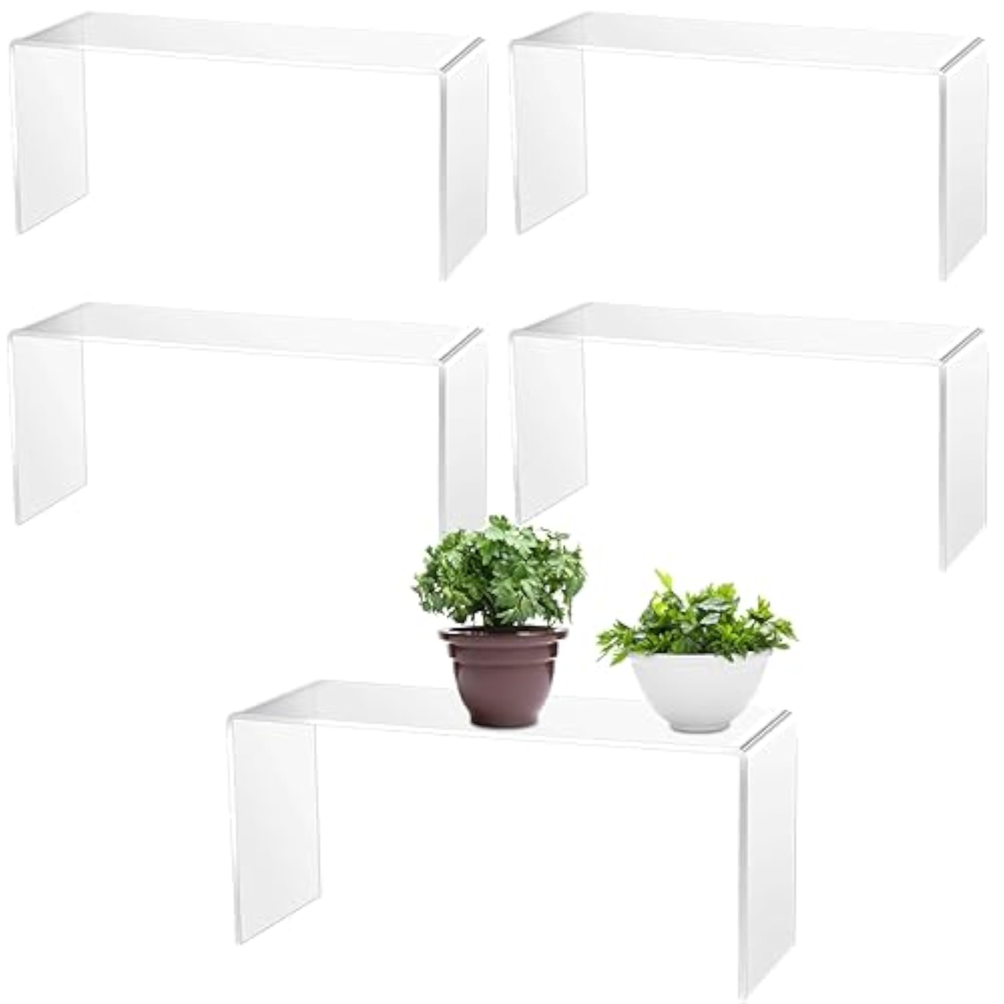 4 Pcs Clear Acrylic Riser for Display, 13 x 4.5 x 6 Inches