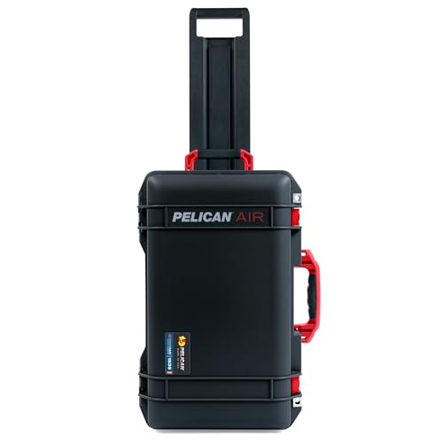 Black Pelican Air 1535 Carry-on Case - with Pick & Pluck Foam - Red Handles & Latches.