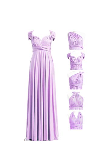 72STYLES Women's Bridesmaid Dresses Long Convertible Dress High Neck Elastic Formal Evening Dress for Women Lavender