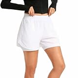 BIBOKAOKE Pantaloni sportivi da donna con chiusura lampo, a vita alta, comodi, per il fitness, casual, traspiranti, da palestra, eleganti, Stil#v05 Bianco, L